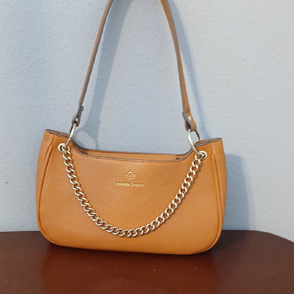 Nanette Lepore $78 Aisha Baguette Leather w Chain  Bag British Tan